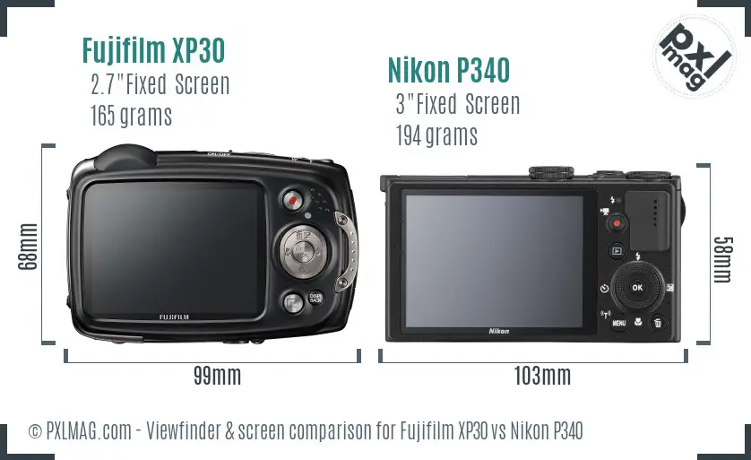 Fujifilm XP30 vs Nikon P340 Screen and Viewfinder comparison Fujifilm XP30 vs Nikon P340 Screen and Viewfinder comparison