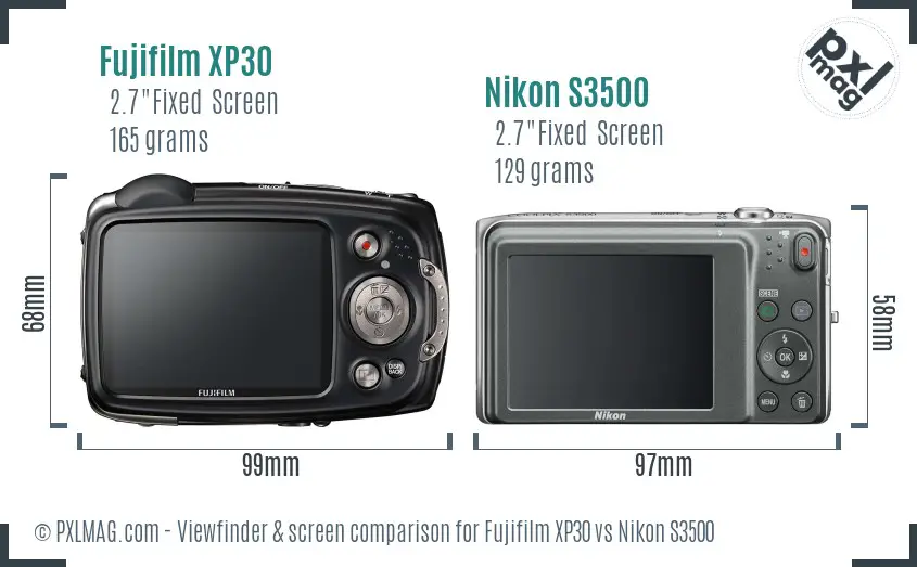 Fujifilm XP30 vs Nikon S3500 Screen and Viewfinder comparison Fujifilm XP30 vs Nikon S3500 Screen and Viewfinder comparison