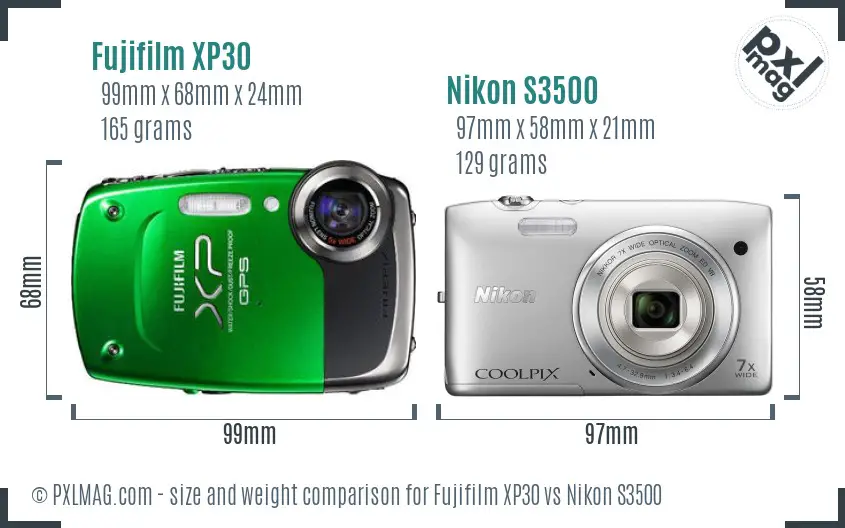 Fujifilm XP30 vs Nikon S3500 size comparison Fujifilm XP30 vs Nikon S3500 size comparison