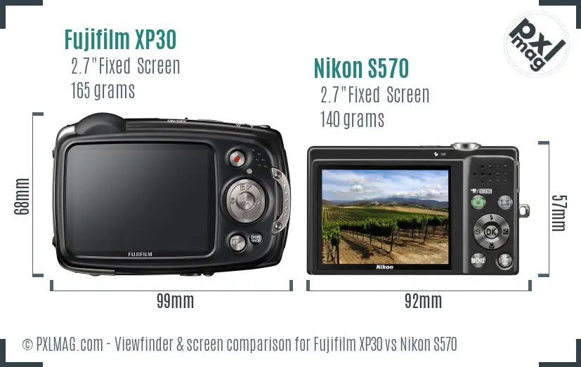 Fujifilm XP30 vs Nikon S570 Screen and Viewfinder comparison Fujifilm XP30 vs Nikon S570 Screen and Viewfinder comparison