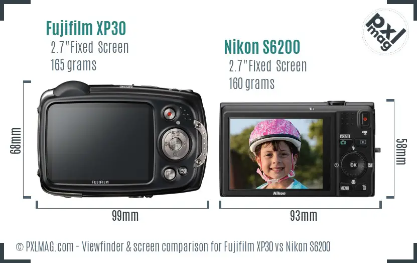 Fujifilm XP30 vs Nikon S6200 Screen and Viewfinder comparison Fujifilm XP30 vs Nikon S6200 Screen and Viewfinder comparison