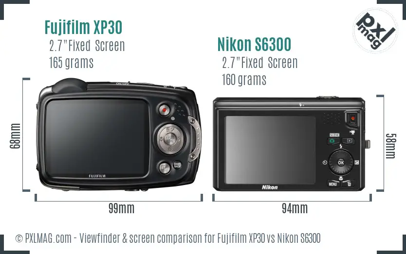 Fujifilm XP30 vs Nikon S6300 Screen and Viewfinder comparison Fujifilm XP30 vs Nikon S6300 Screen and Viewfinder comparison