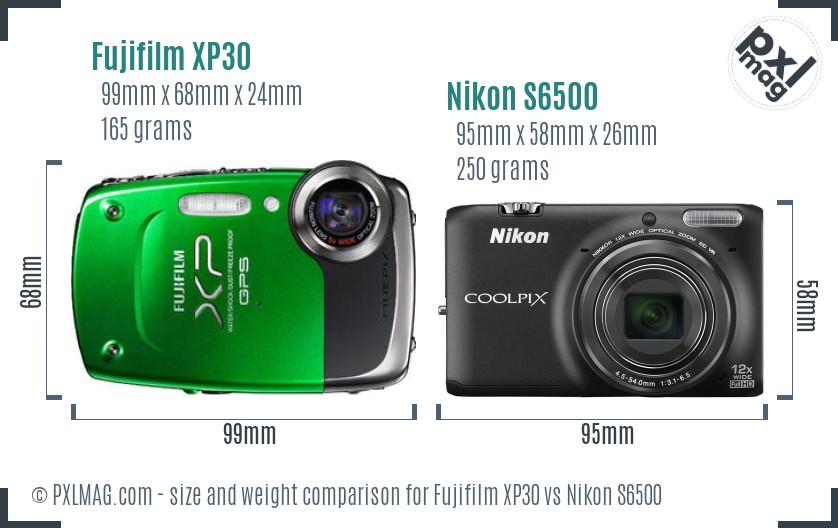 Fujifilm XP30 vs Nikon S6500 size comparison Fujifilm XP30 vs Nikon S6500 size comparison