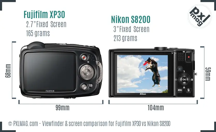 Fujifilm XP30 vs Nikon S8200 Screen and Viewfinder comparison Fujifilm XP30 vs Nikon S8200 Screen and Viewfinder comparison