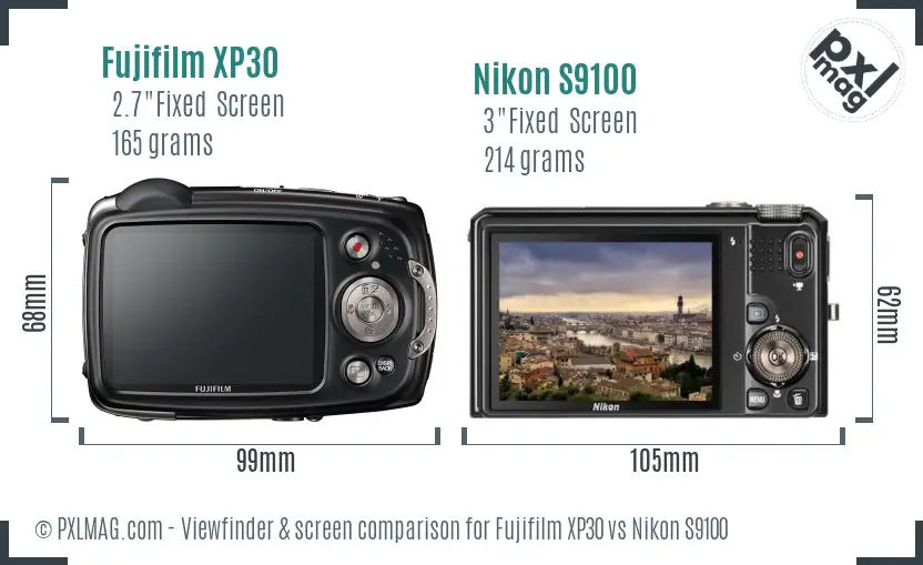 Fujifilm XP30 vs Nikon S9100 Screen and Viewfinder comparison Fujifilm XP30 vs Nikon S9100 Screen and Viewfinder comparison