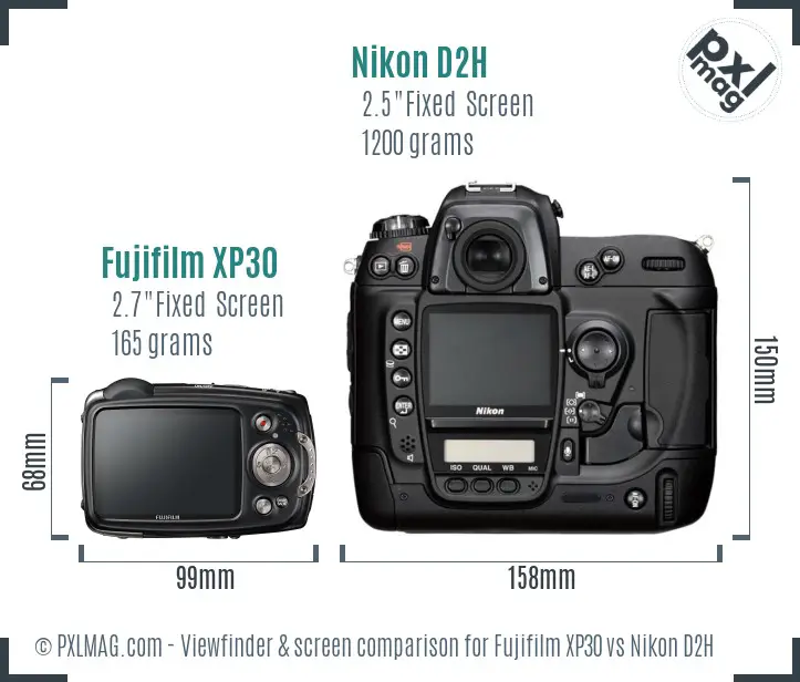 Fujifilm XP30 vs Nikon D2H Screen and Viewfinder comparison
