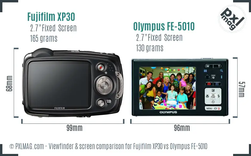 Fujifilm XP30 vs Olympus FE-5010 Screen and Viewfinder comparison Fujifilm XP30 vs Olympus FE-5010 Screen and Viewfinder comparison