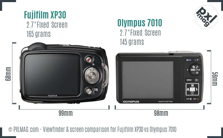 Fujifilm XP30 vs Olympus 7010 Screen and Viewfinder comparison
