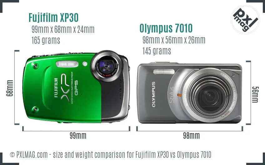 Fujifilm XP30 vs Olympus 7010 size comparison