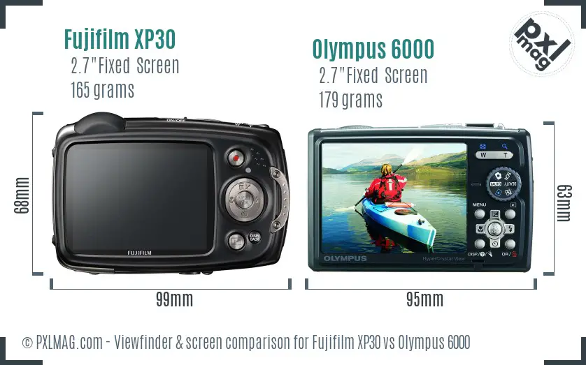 Fujifilm XP30 vs Olympus 6000 Screen and Viewfinder comparison