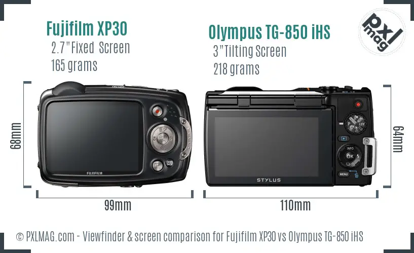 Fujifilm XP30 vs Olympus TG-850 iHS Screen and Viewfinder comparison Fujifilm XP30 vs Olympus TG-850 iHS Screen and Viewfinder comparison