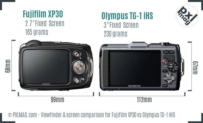 Fujifilm XP30 vs Olympus TG-1 iHS Screen and Viewfinder comparison