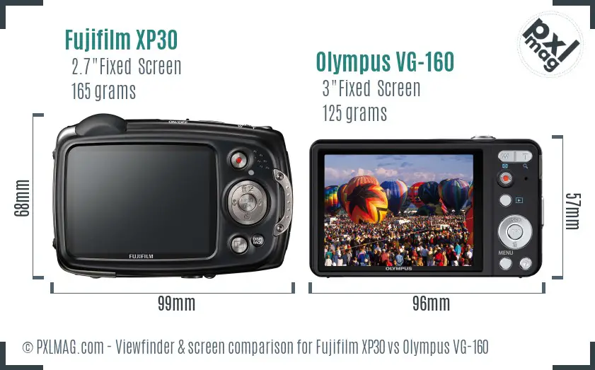 Fujifilm XP30 vs Olympus VG-160 Screen and Viewfinder comparison Fujifilm XP30 vs Olympus VG-160 Screen and Viewfinder comparison