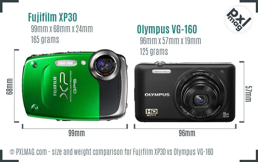 Fujifilm XP30 vs Olympus VG-160 size comparison Fujifilm XP30 vs Olympus VG-160 size comparison