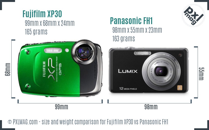 Fujifilm XP30 vs Panasonic FH1 size comparison Fujifilm XP30 vs Panasonic FH1 size comparison
