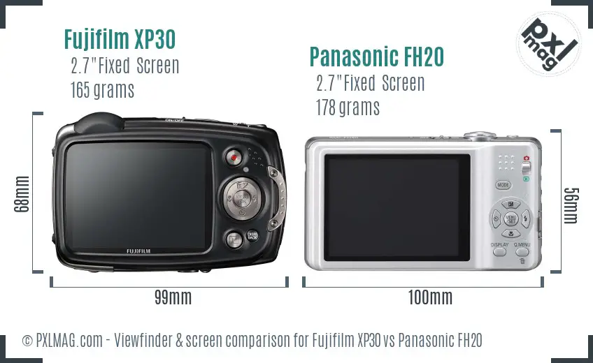 Fujifilm XP30 vs Panasonic FH20 Screen and Viewfinder comparison Fujifilm XP30 vs Panasonic FH20 Screen and Viewfinder comparison