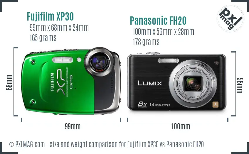 Fujifilm XP30 vs Panasonic FH20 size comparison Fujifilm XP30 vs Panasonic FH20 size comparison