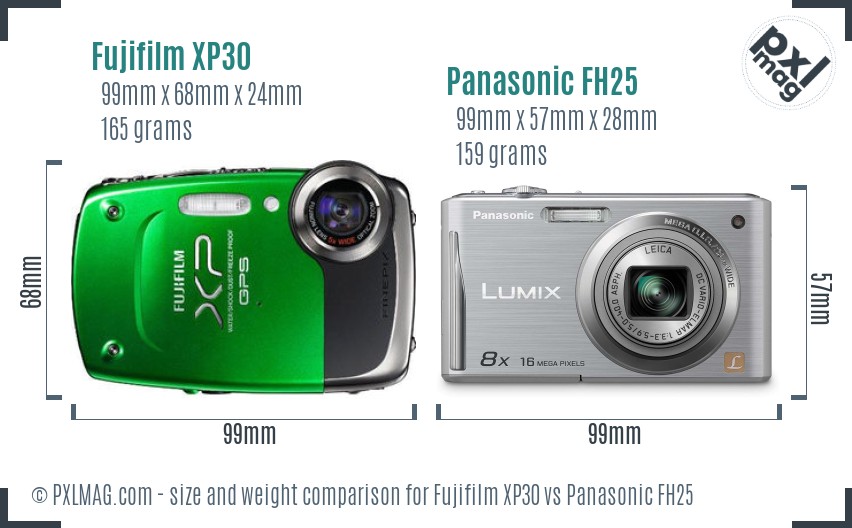 Fujifilm XP30 vs Panasonic FH25 size comparison Fujifilm XP30 vs Panasonic FH25 size comparison