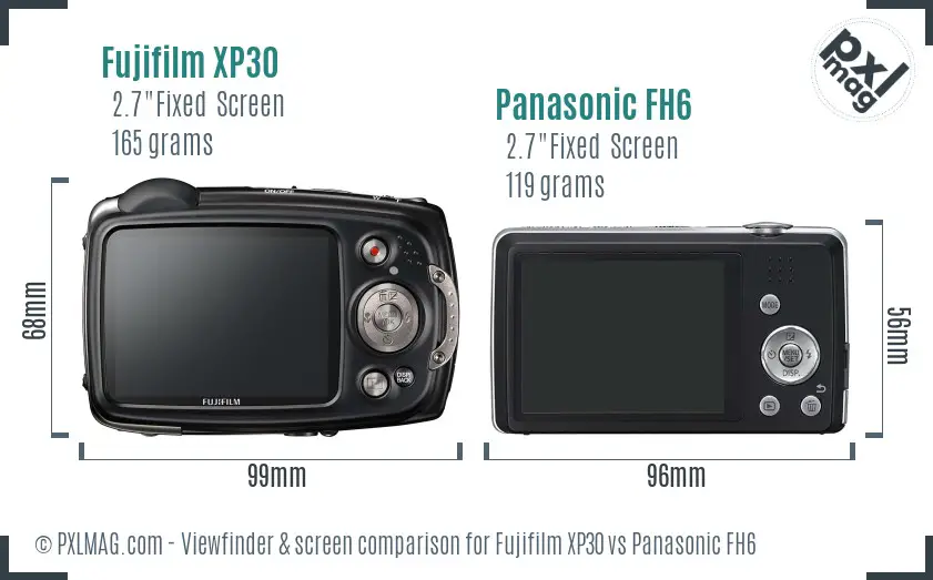 Fujifilm XP30 vs Panasonic FH6 Screen and Viewfinder comparison