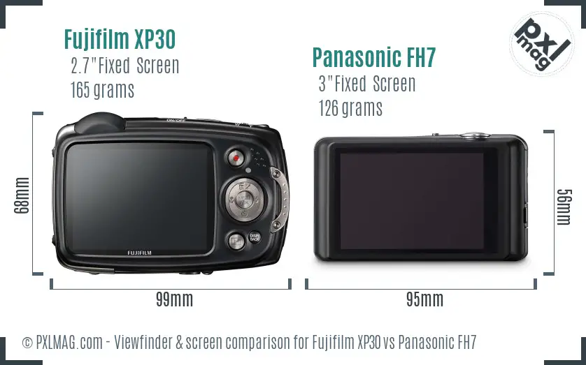 Fujifilm XP30 vs Panasonic FH7 Screen and Viewfinder comparison