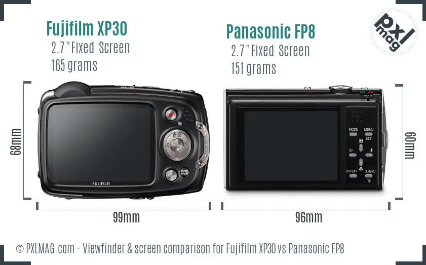 Fujifilm XP30 vs Panasonic FP8 Screen and Viewfinder comparison