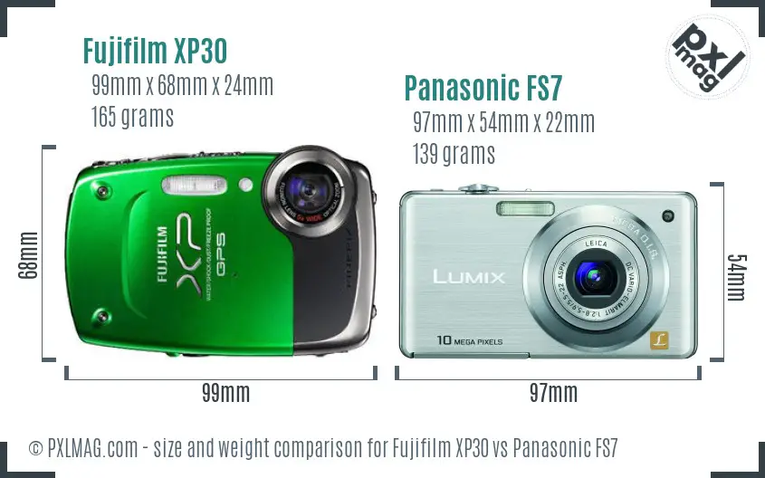 Fujifilm XP30 vs Panasonic FS7 size comparison Fujifilm XP30 vs Panasonic FS7 size comparison