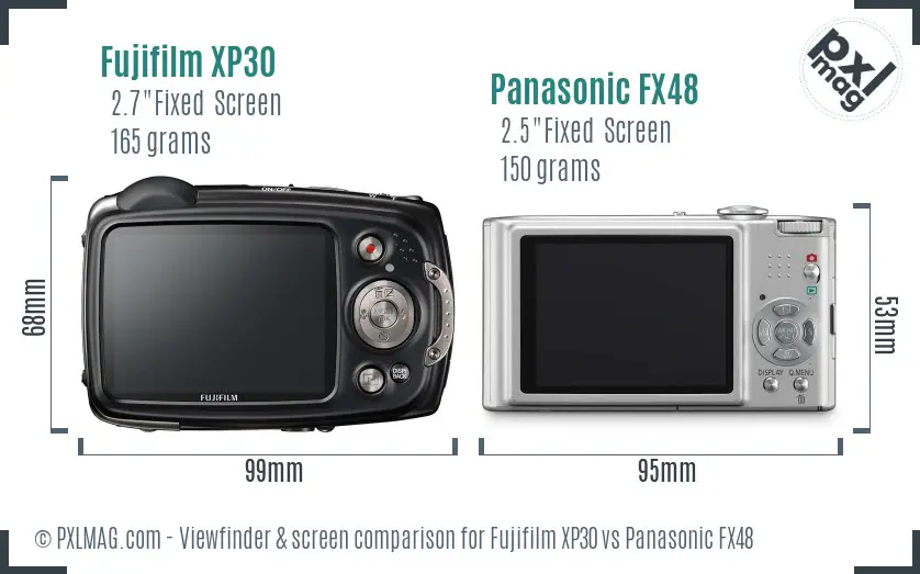 Fujifilm XP30 vs Panasonic FX48 Screen and Viewfinder comparison