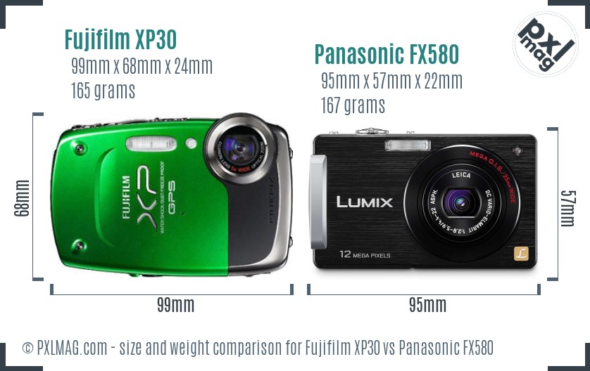 Fujifilm XP30 vs Panasonic FX580 size comparison Fujifilm XP30 vs Panasonic FX580 size comparison