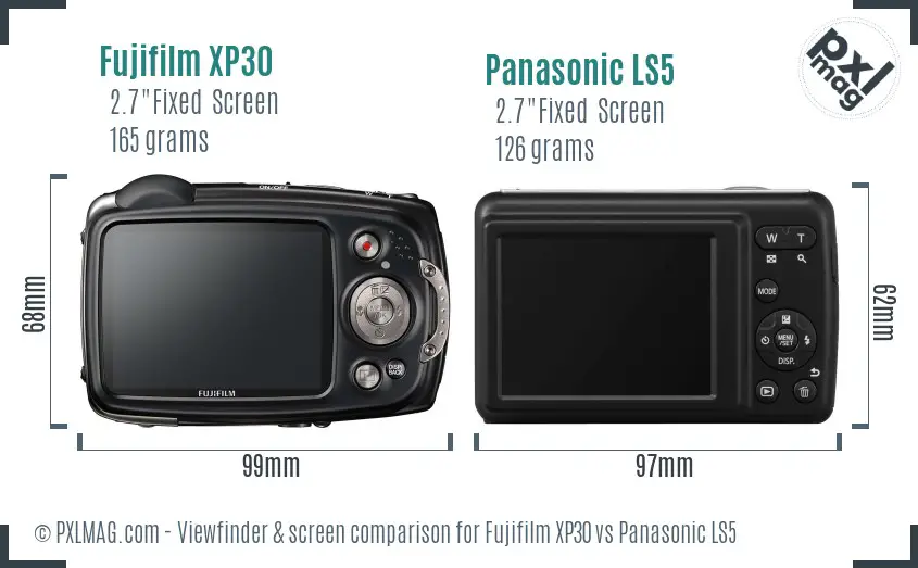Fujifilm XP30 vs Panasonic LS5 Screen and Viewfinder comparison