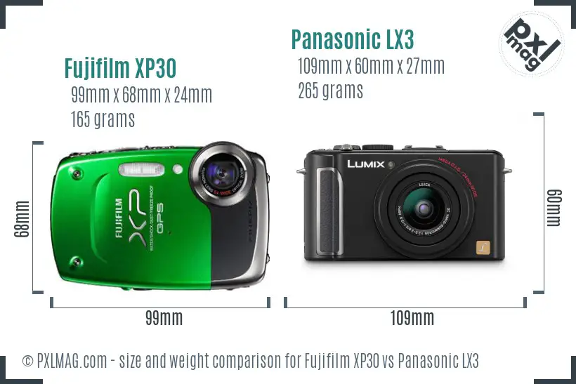Fujifilm XP30 vs Panasonic LX3 size comparison Fujifilm XP30 vs Panasonic LX3 size comparison