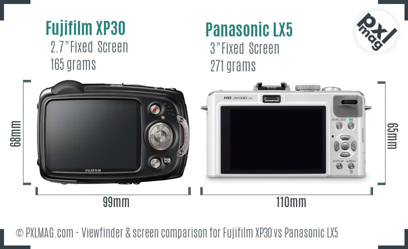 Fujifilm XP30 vs Panasonic LX5 Screen and Viewfinder comparison Fujifilm XP30 vs Panasonic LX5 Screen and Viewfinder comparison