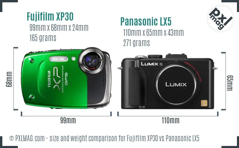 Fujifilm XP30 vs Panasonic LX5 size comparison Fujifilm XP30 vs Panasonic LX5 size comparison
