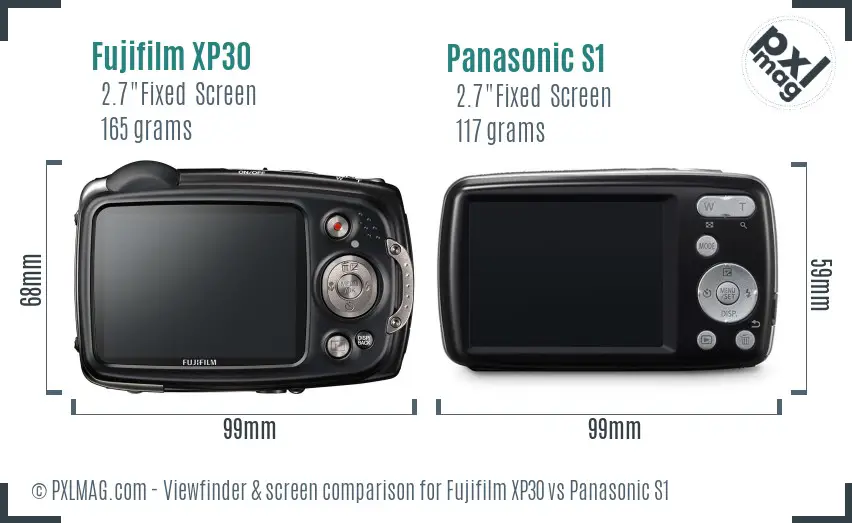 Fujifilm XP30 vs Panasonic S1 Screen and Viewfinder comparison