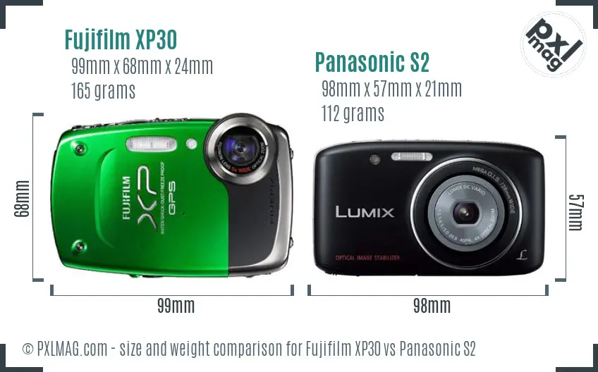 Fujifilm XP30 vs Panasonic S2 size comparison