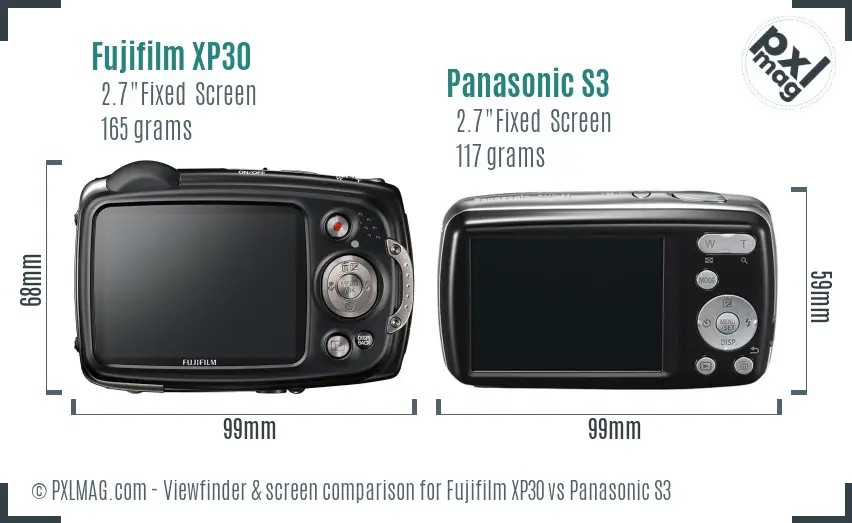 Fujifilm XP30 vs Panasonic S3 Screen and Viewfinder comparison Fujifilm XP30 vs Panasonic S3 Screen and Viewfinder comparison
