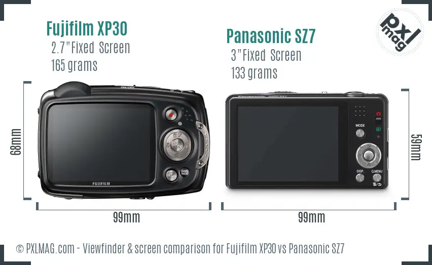 Fujifilm XP30 vs Panasonic SZ7 Screen and Viewfinder comparison Fujifilm XP30 vs Panasonic SZ7 Screen and Viewfinder comparison