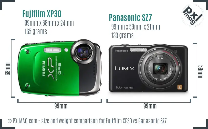 Fujifilm XP30 vs Panasonic SZ7 size comparison Fujifilm XP30 vs Panasonic SZ7 size comparison