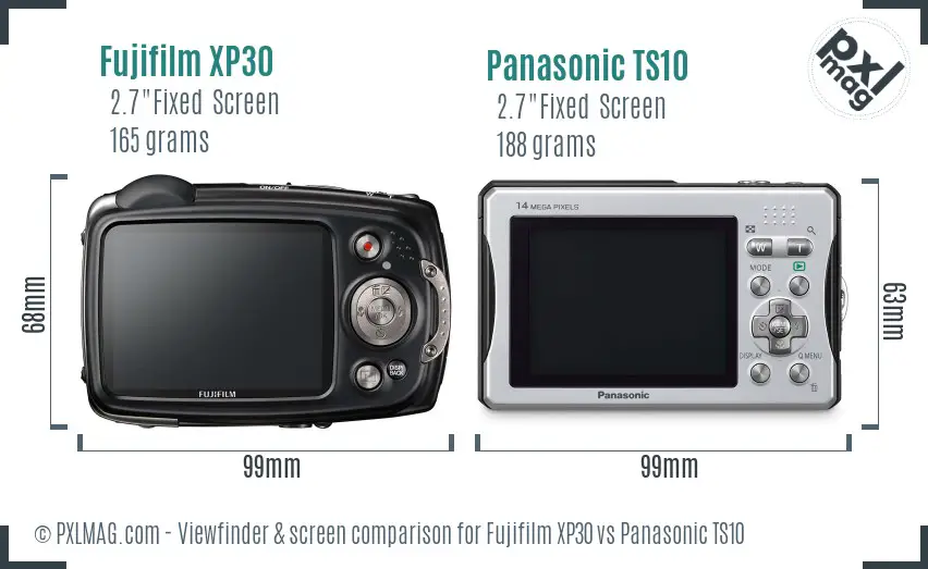 Fujifilm XP30 vs Panasonic TS10 Screen and Viewfinder comparison Fujifilm XP30 vs Panasonic TS10 Screen and Viewfinder comparison