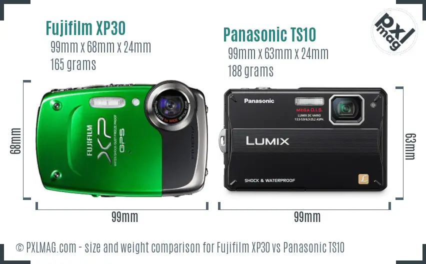 Fujifilm XP30 vs Panasonic TS10 size comparison Fujifilm XP30 vs Panasonic TS10 size comparison