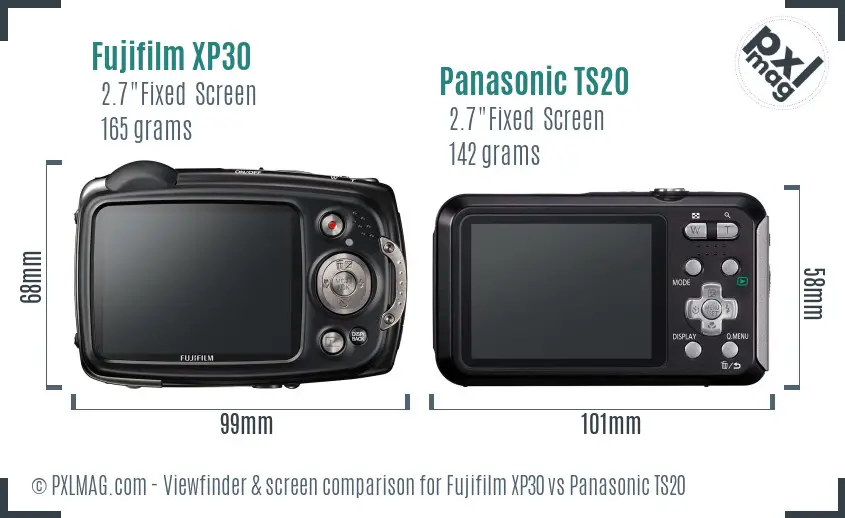 Fujifilm XP30 vs Panasonic TS20 Screen and Viewfinder comparison