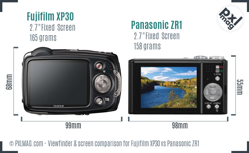 Fujifilm XP30 vs Panasonic ZR1 Screen and Viewfinder comparison