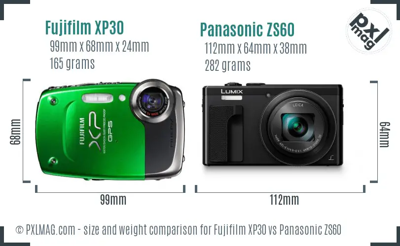 Fujifilm XP30 vs Panasonic ZS60 size comparison Fujifilm XP30 vs Panasonic ZS60 size comparison