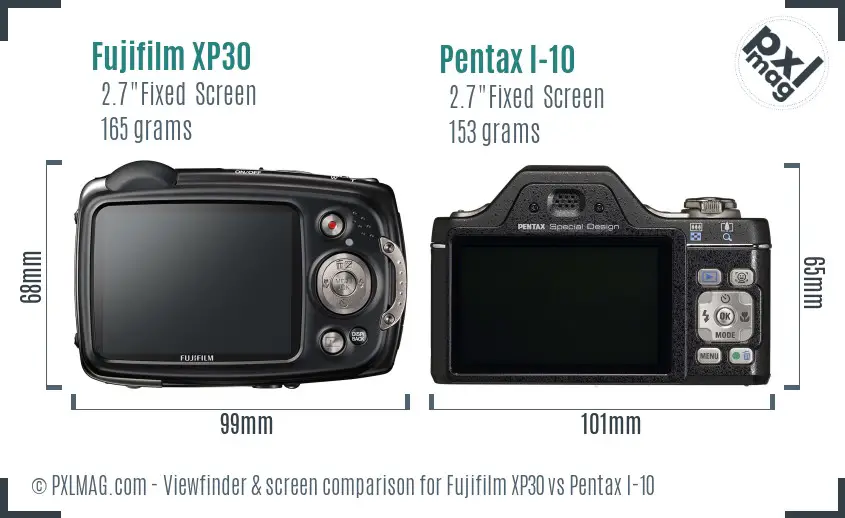 Fujifilm XP30 vs Pentax I-10 Screen and Viewfinder comparison Fujifilm XP30 vs Pentax I-10 Screen and Viewfinder comparison