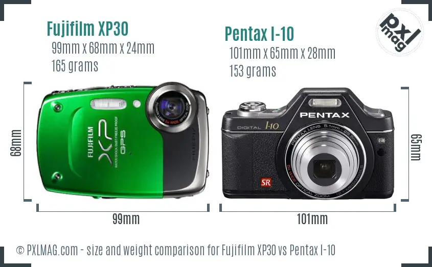 Fujifilm XP30 vs Pentax I-10 size comparison Fujifilm XP30 vs Pentax I-10 size comparison