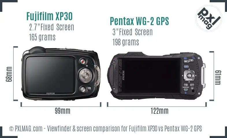 Fujifilm XP30 vs Pentax WG-2 GPS Screen and Viewfinder comparison