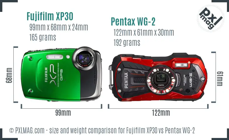 Fujifilm XP30 vs Pentax WG-2 size comparison Fujifilm XP30 vs Pentax WG-2 size comparison