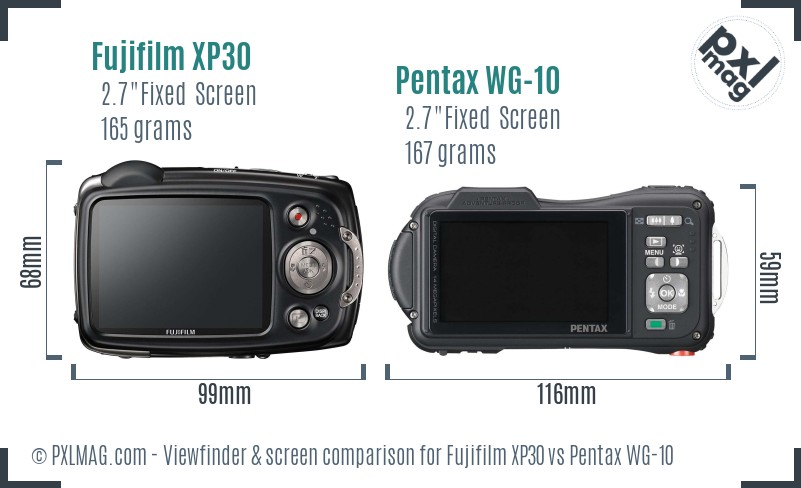Fujifilm XP30 vs Pentax WG-10 Screen and Viewfinder comparison