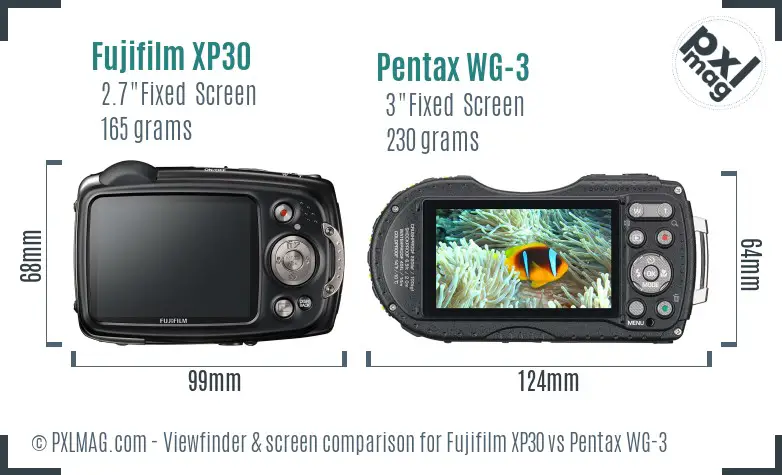 Fujifilm XP30 vs Pentax WG-3 Screen and Viewfinder comparison Fujifilm XP30 vs Pentax WG-3 Screen and Viewfinder comparison