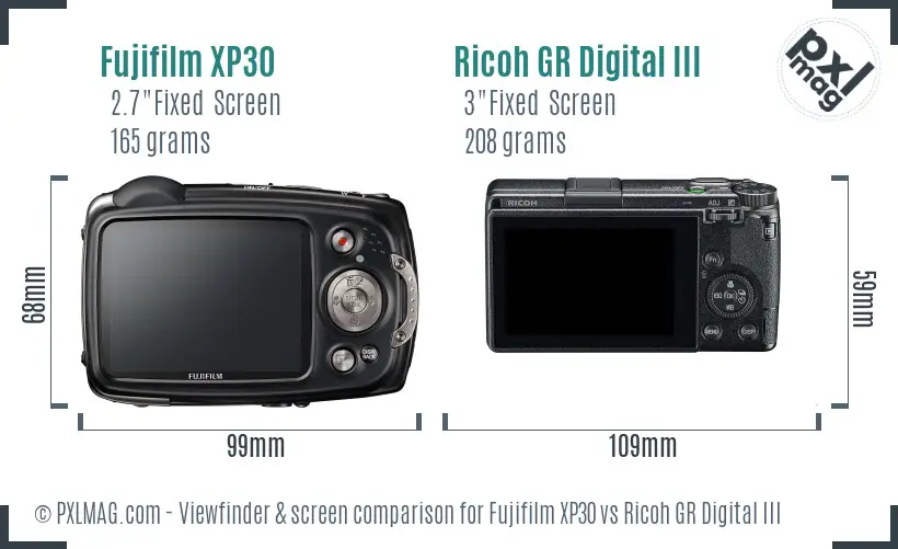 Fujifilm XP30 vs Ricoh GR Digital III Screen and Viewfinder comparison Fujifilm XP30 vs Ricoh GR Digital III Screen and Viewfinder comparison