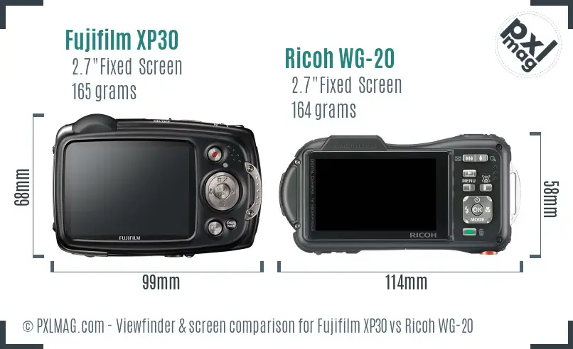 Fujifilm XP30 vs Ricoh WG-20 Screen and Viewfinder comparison